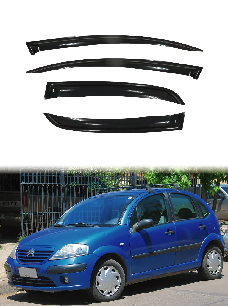 For Citroen C3 Hb 5d 2002-2010 Window Visors Side Sun Rain Guard Vent Deflector