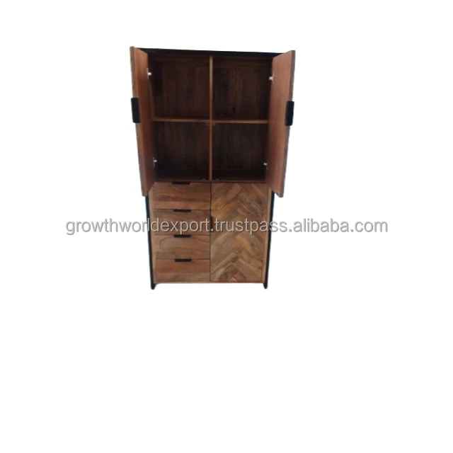 Newest Herringbone Wooden Wardrobe Furniture stylish Design 3 door & 4 Drawer storage Affordable Bedroom Room Home Furniture