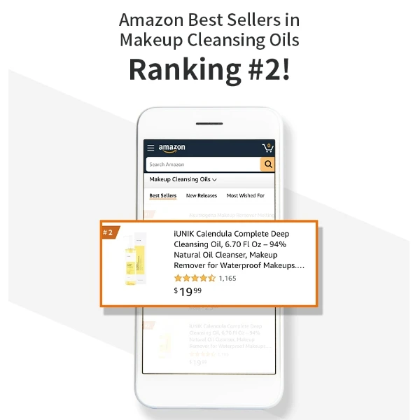 iUNIK Calendula Complete Deep Vegan Cleansing Oil 94% Plant-based Oils Blackhead Melting Makeup Remover