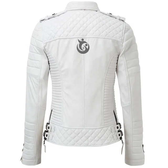 2021 New Spring white genuine Leather Ladies Sheepskin Biker Jacket A Variety Of Color Ladies Leather Jackets