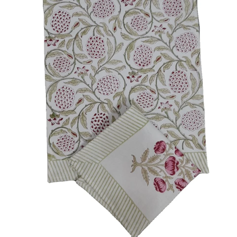 Коврики и салфетки из индийского хлопка с цветочным принтом, 6 салфеток