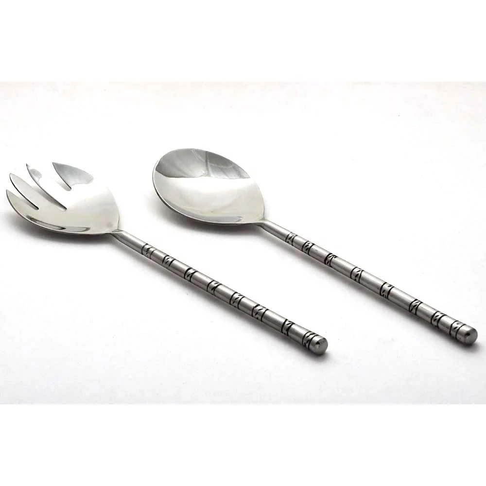 Stainless Steel Tableware Gold Platted Salad Server Luxury Royal Handmade  Handle metal decorative salad server Set