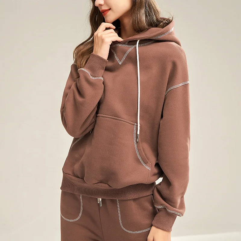 Custom tracksuits for women stitching jogger suit women blank tracksuit ladies jogger set with hoodie