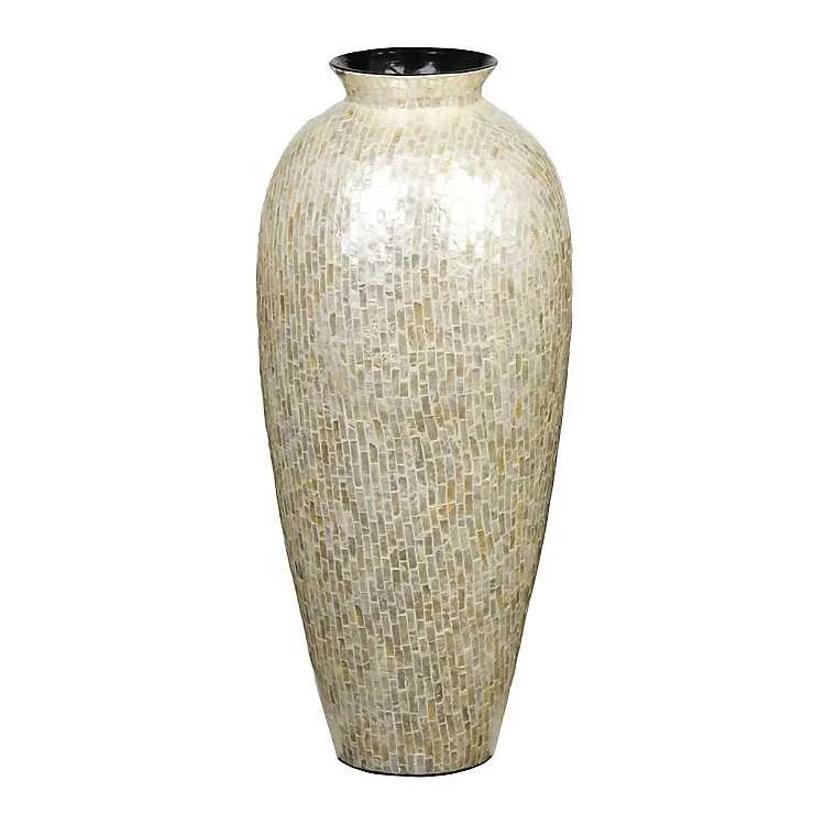 High quality home decoration mother of pearl flower vase handmade capiz shell decoration small vase from Vietnam