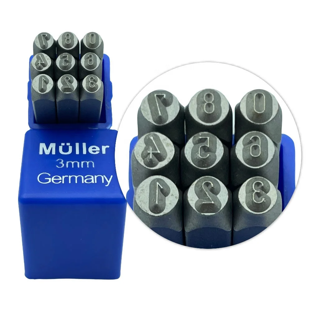 Industrial grade hardened steel  3mm German number punch set for imprinting metal