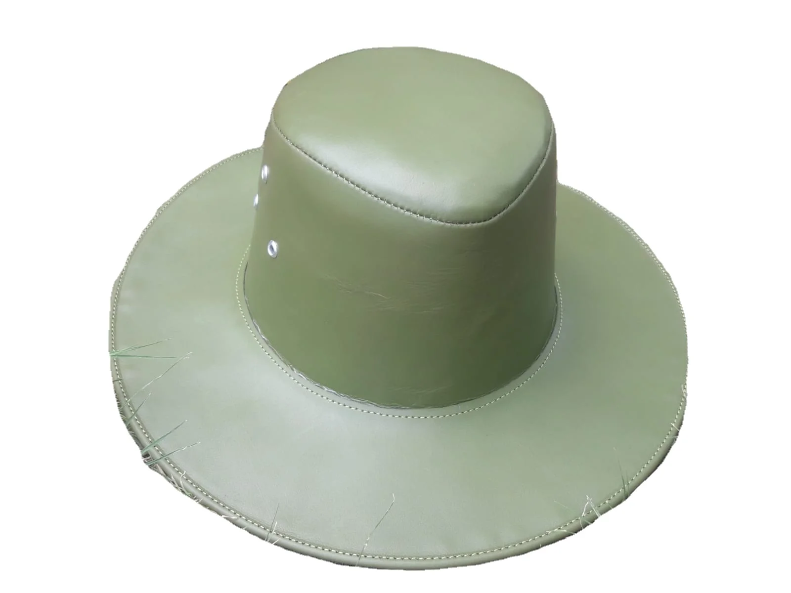 Leather Cowboy Hat Wide Brim Western Style Knight Hat for Men & Women Outdoor Cowgirl Hat Charring Edge