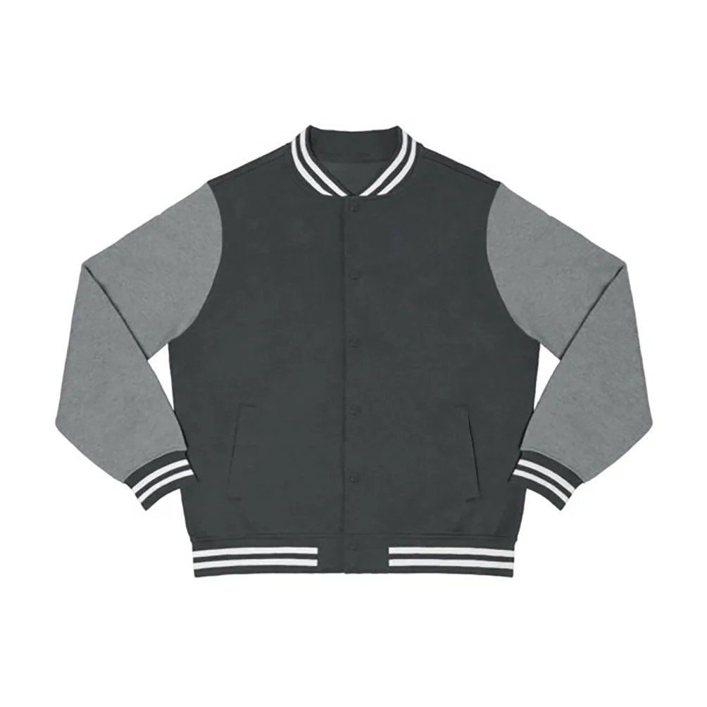 High Quality fabric of varsity jacket OEM body wool arm fleece custom rib button up close and pockets inside liner coating