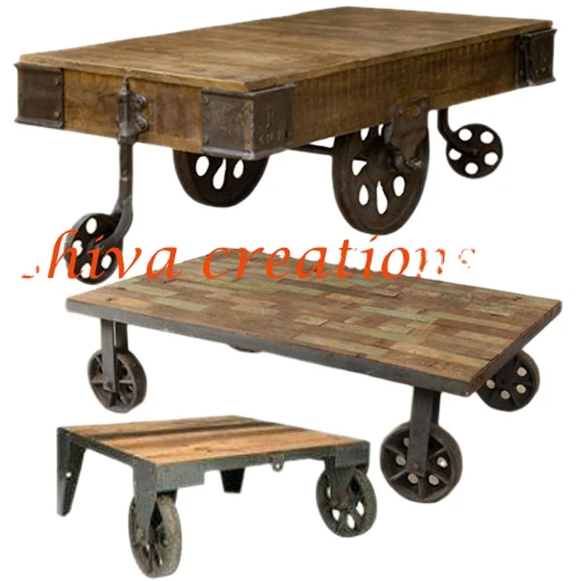 Винтажная промышленная металлическая деревянная мебель журнальный столик