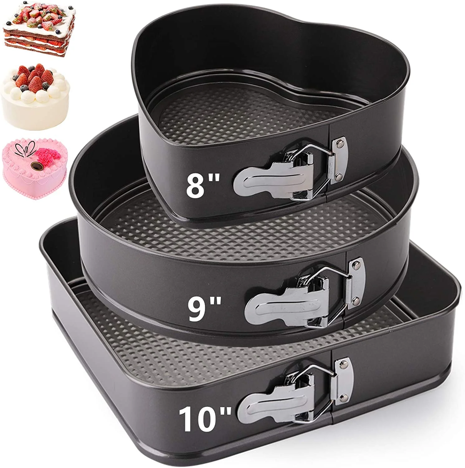 Steel Nonstick Cheesecake Pans Round Cake Molds Removable Bottom Bakeware for Smash Cake, Pizzas and Quiches