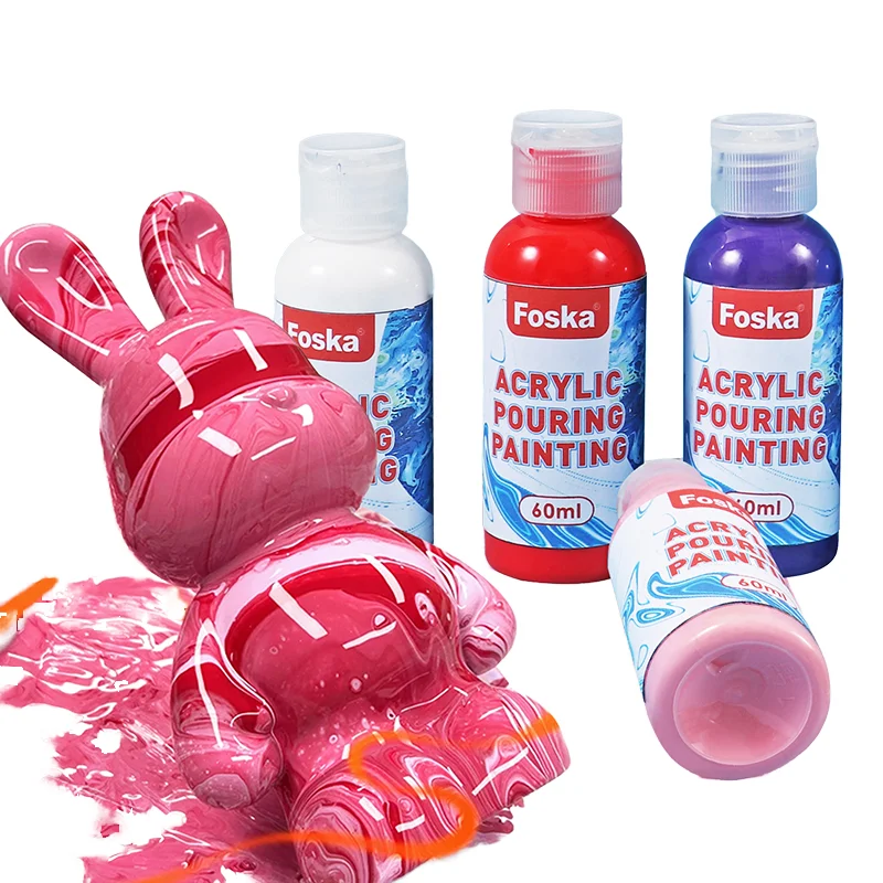 Foska 60ml  18 Colors Acrylic pouring paint Non Toxic Aritists pouring acrylic paint fluid art For Students