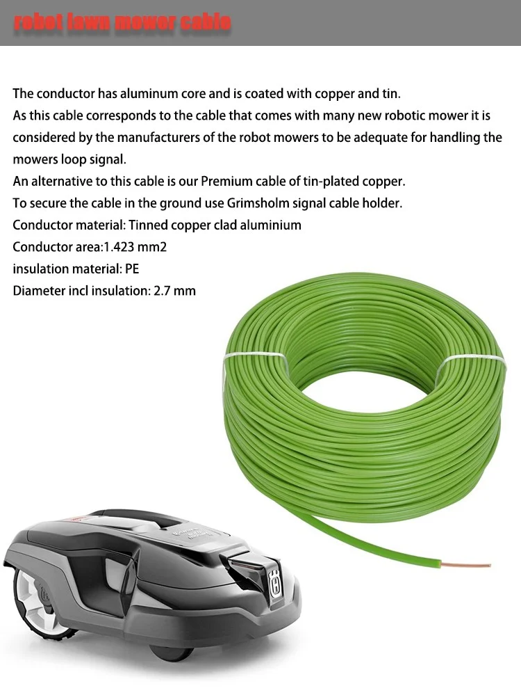 OEM Silver Bare Copper Conductor FEP /PFA /PTFE/ ETFE Insulation Robot Lawn Mower Wire High Temperature  Primary Boundary Cables