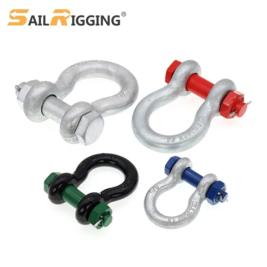 US Type G2130 Bolt Type Anchor Shackle With Thin Head Bolt Lifting Shackle Forged Carbon Steel 6.5 Working Load Limit