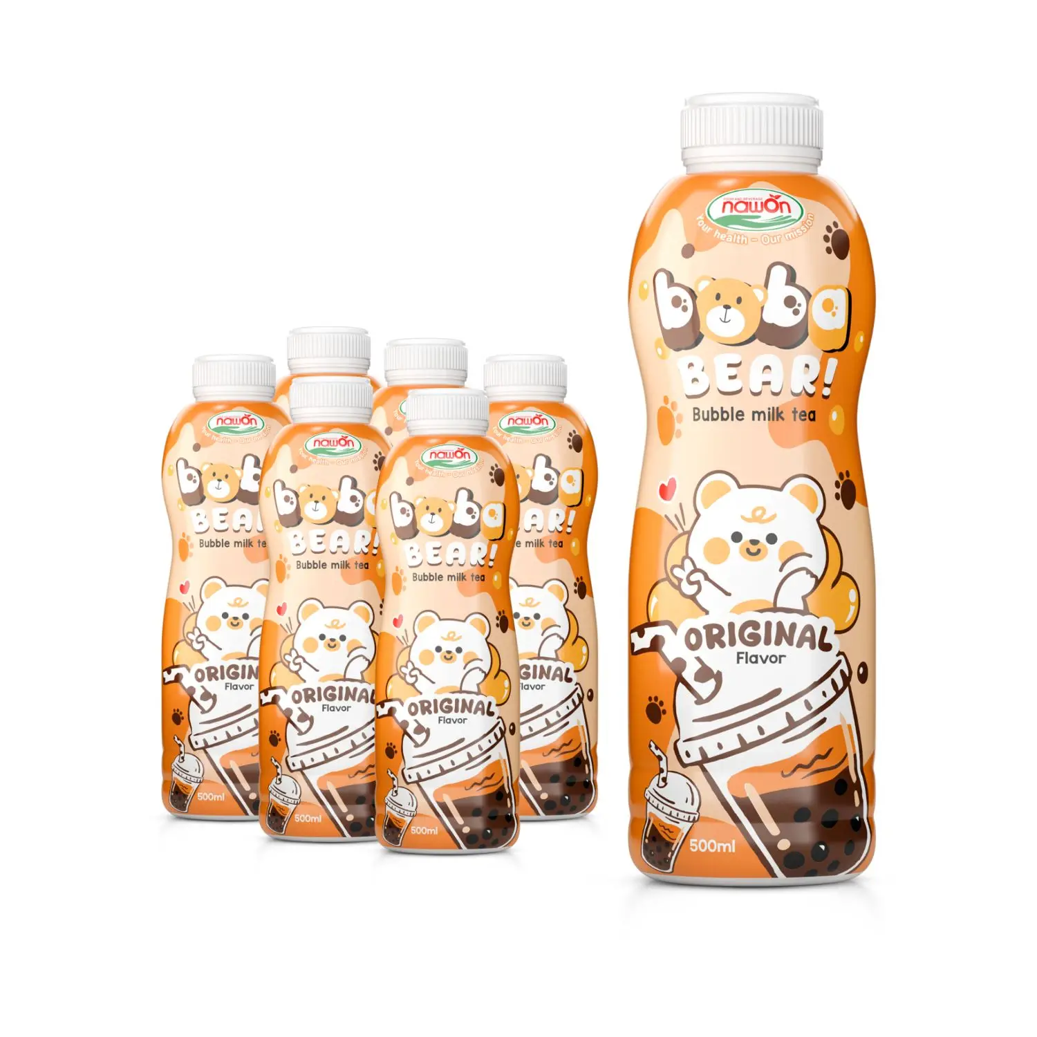 Trending Boba Bear Taro Milk Tea 500ml Milk Tea Packed PP Bottle Nawon HALAL Beverage Manufacturer Wholesale Best Price