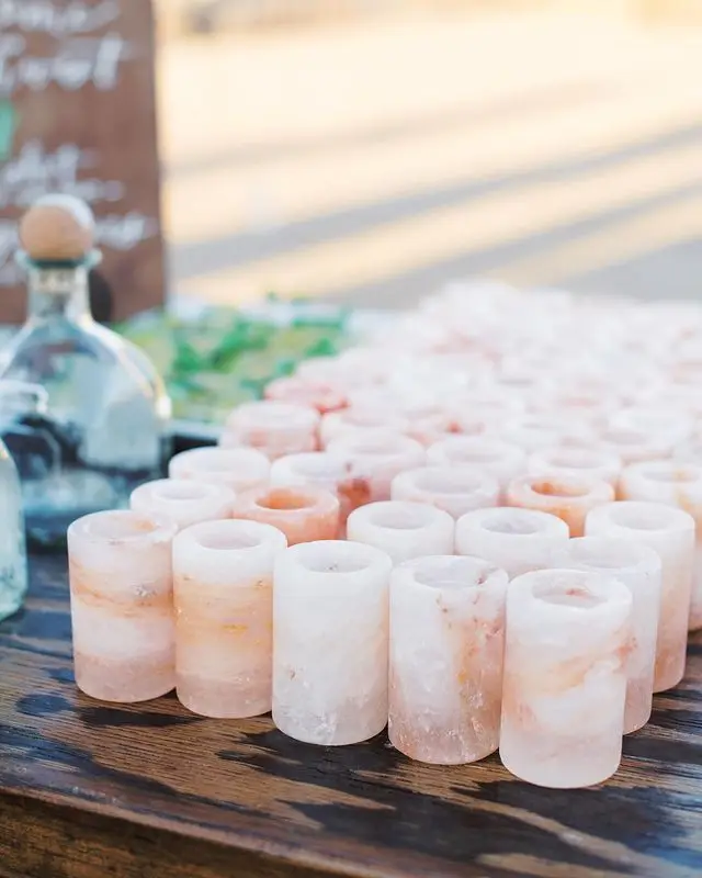 Wholesale Mexico Tequila Spirits Pink Crystal Rock Himalayan Salt shot glasses