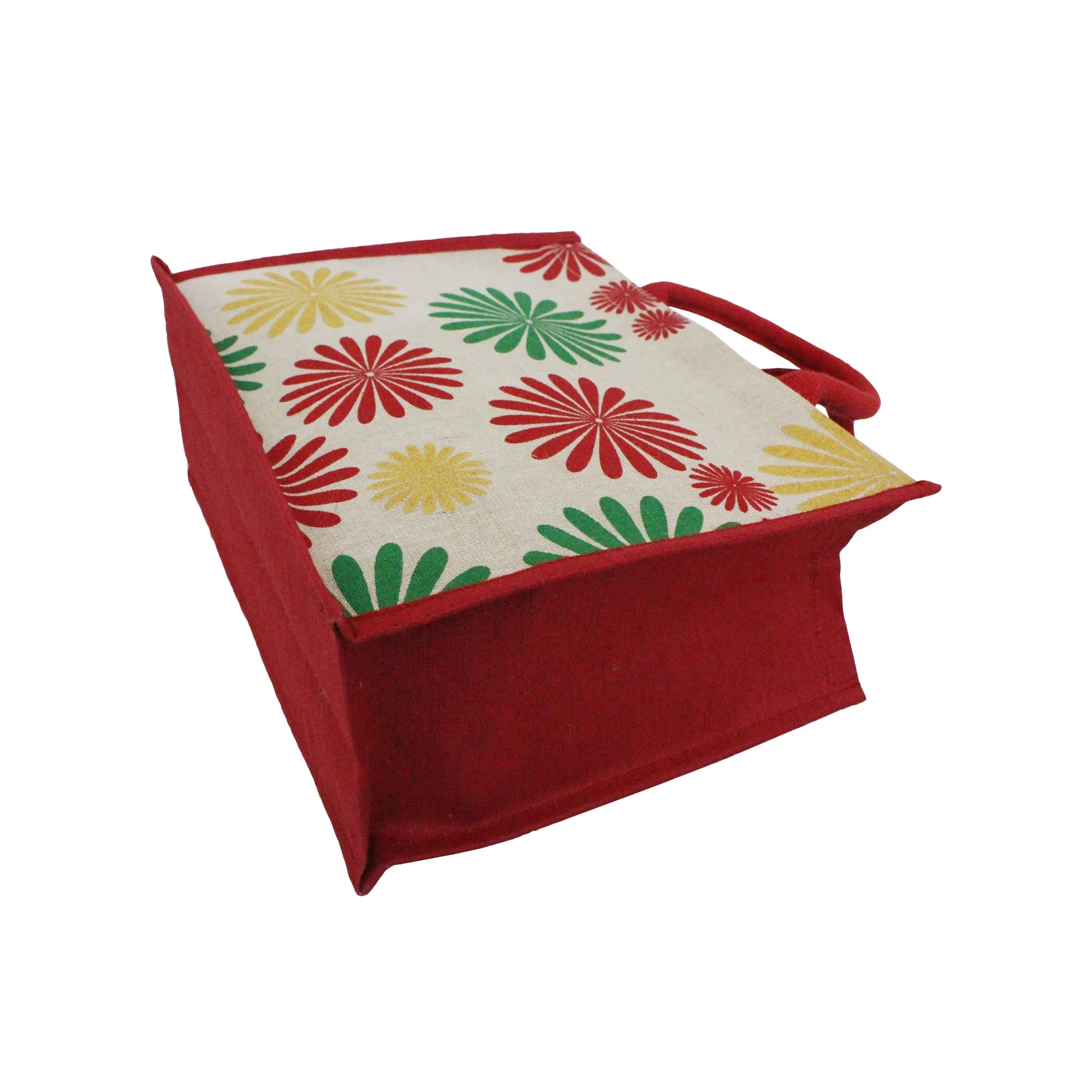 Indian Manufacturer of Multi color Floral Print Soft Padded Rope Handle Shopping Juco Bag For Wedding Gift