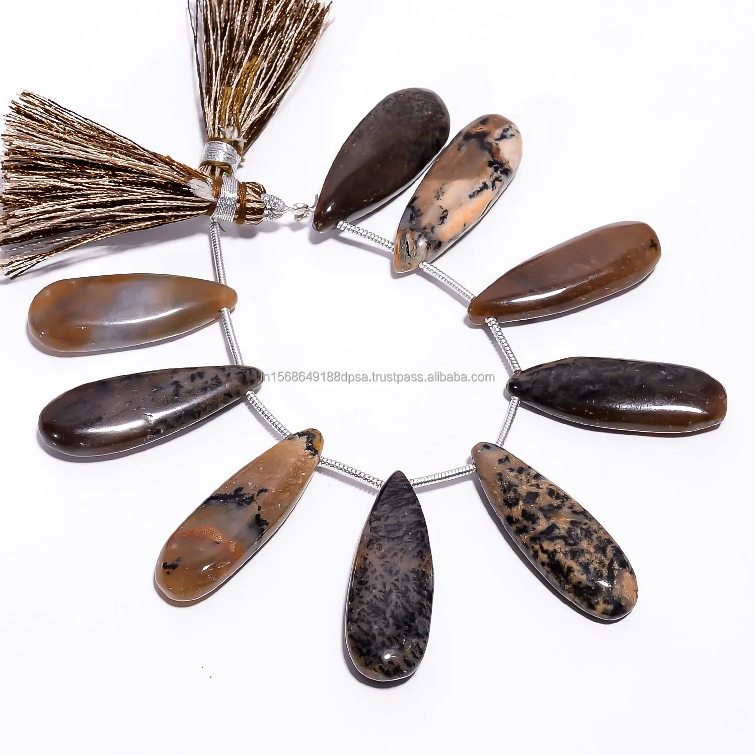 Natural Honey Dendrite Beads Pear Shape for Jewelry Making Multi Color Gemstone Smooth Stone
