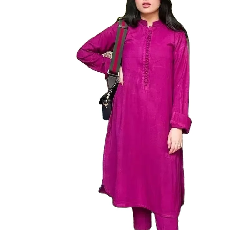 Mono-Color Co-Ord Summer dresses For Women  Stitched Kurta Design Trendy Stylish henna Color Suit Heavy fabric.