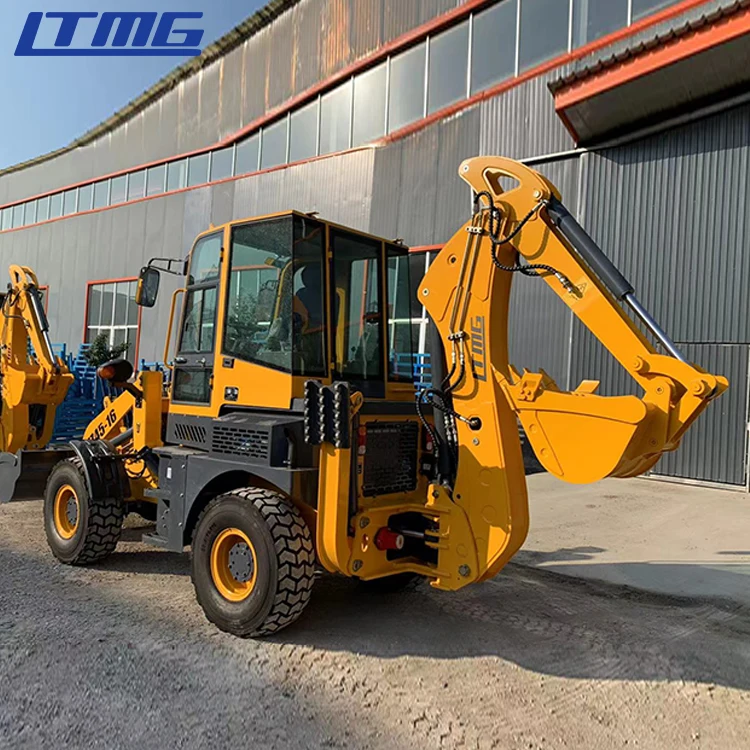 LTMG small articulated back hoe loader 1.6 ton 2.5 ton mini backhoe loader excavator with luxury ROPS cabin