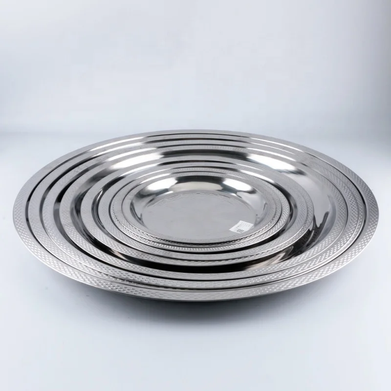 Restaurant 29/32/34/39/44/54/59/64/69cm metal dish 410 stainless steel dinner plate food dish