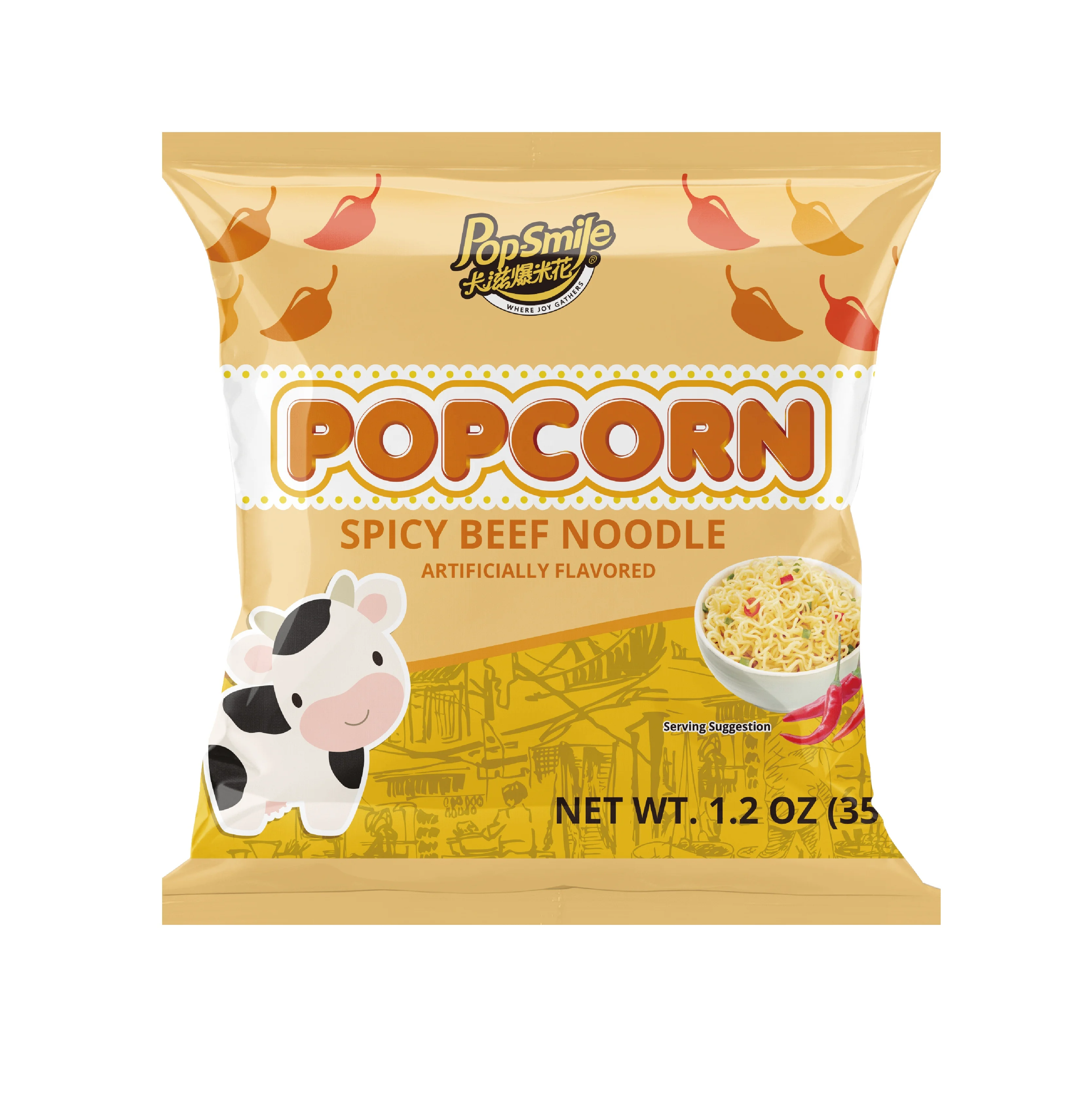 Free Sample Available Snack Spicy Beef Noodle Popcorn 35g