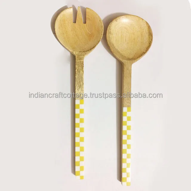 Salad Servers, Salad Tongs, 12 inches Wood Serving Spoons  Salad Mixing Dinner Fork and Spoon Long Handle Salad Serving Spoon