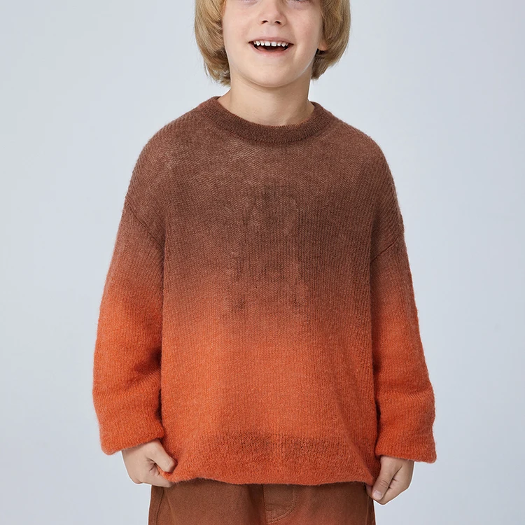 Customized autumn and winter baby round neck knitted sweater boy gradient knitted sweater custom logo color causal boy sweater