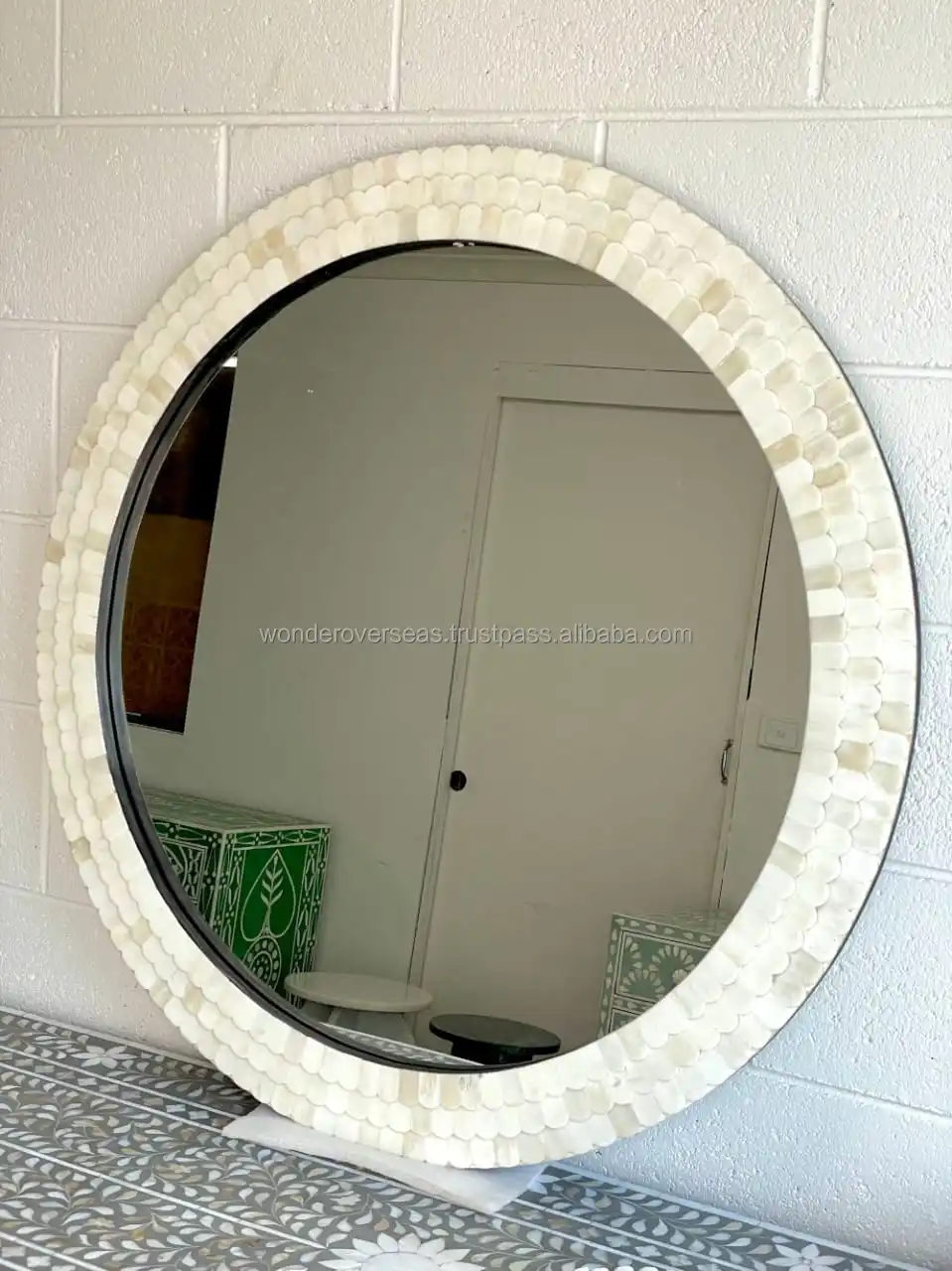 High Quality Direct Factory Sale Bone Inlay Mirror Frame Living Decorative Wall Mirror Bathroom Mirror by WONDER OVERSEAS