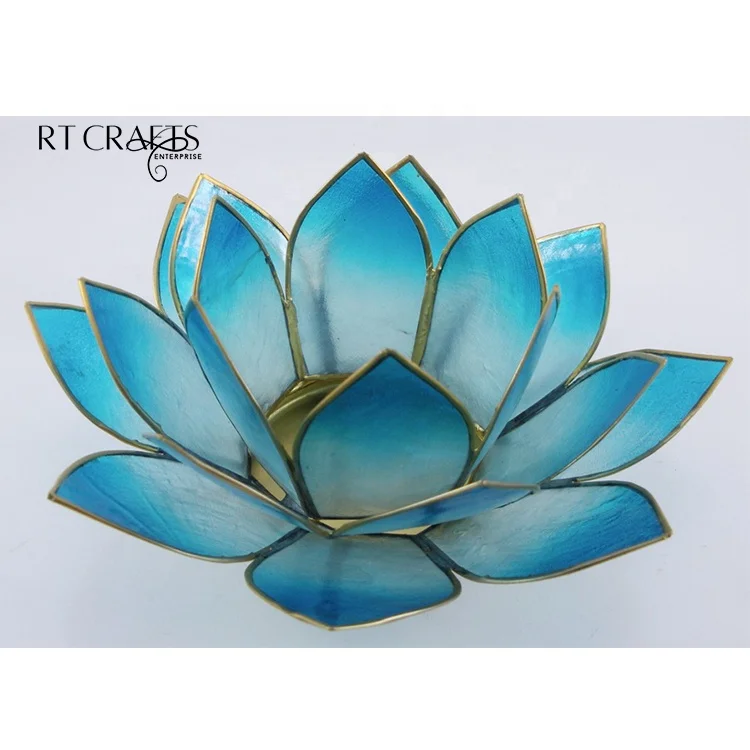 Capiz Shells Tea Light & Candle Holder Home Decoration Lotus Flower Style for Weddings Parties Meditation Table Spiritual Gift