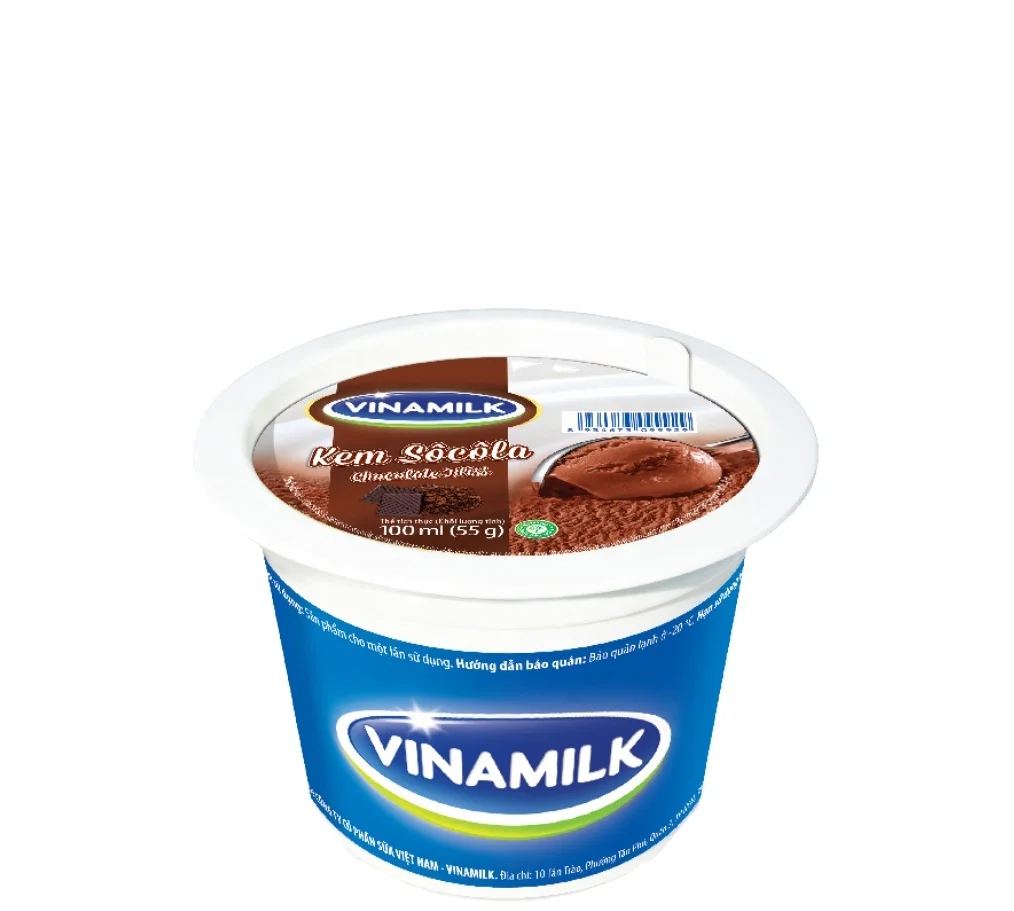 Per Carton HACCP HALAL BOX BRC Delicious Taste Ice Cream - Vinamilk Brand - Chocolate Flavor - Packing 100ml Per Cup X 24 Cups