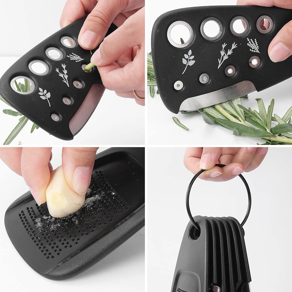 6-Piece Kitchen Gadgets Set - Cheese Grater - Bottle Opener - Fruit Peeler - Pizza Cutter - Ginger Grinder - Herb Stripper