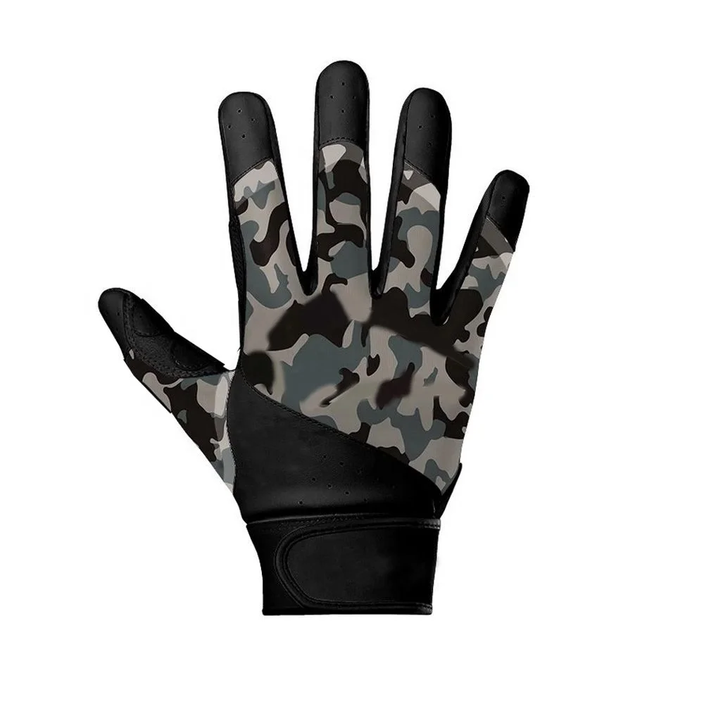 American Football Gloves Ball Feel Sensation Youth Football Receiver Gloves Tacky Football Gloves Camo Men Custom Logo PK