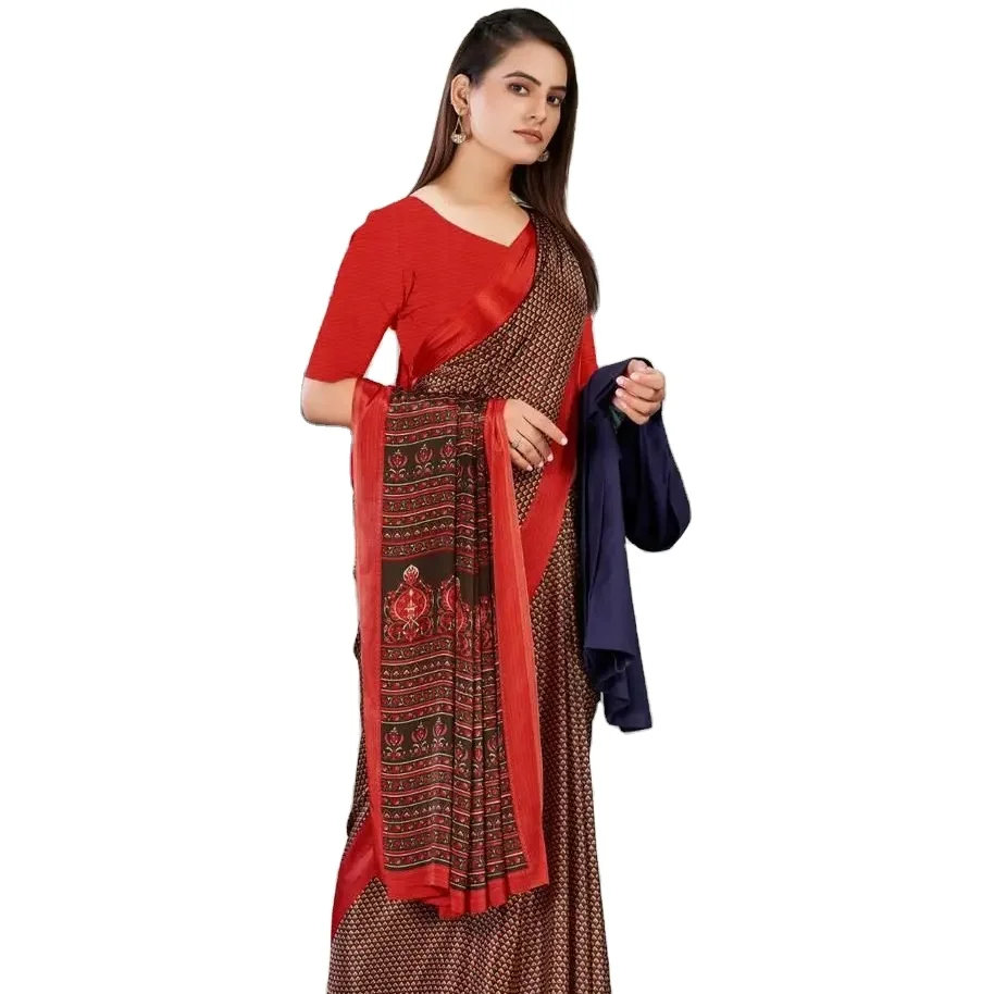 Beautiful Italian crepe silk Uniform sarees for women
