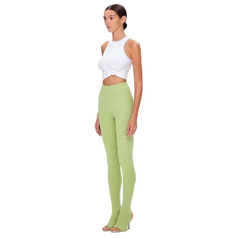 Winter New Arrivals High Waist Solid Color Women Casual Pants Tight With Feet Leggings For Plain Nylon Stylish Leggings