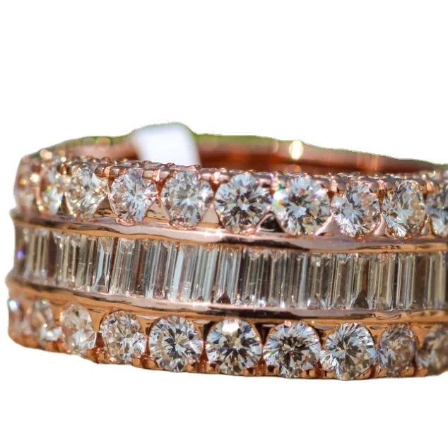 Индийское производство, 12 г, Золотое кольцо 14 к из натурального золота с бриллиантами, кольцо вечности из настоящего золота, обручальное кольцо для мужчин