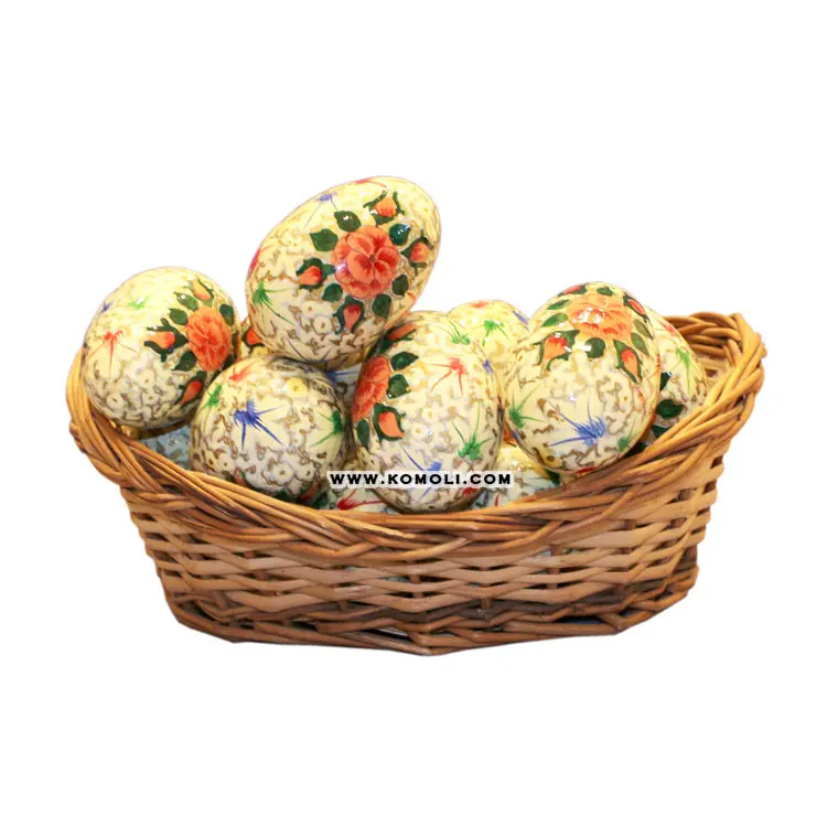 Hand painted colorful wooden Easter eggs decor 2022