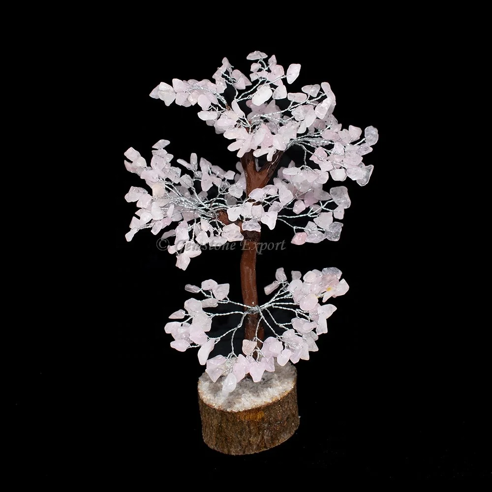 Rose Quartz Wire Tree with 300 Chips - Healing Crystal Decor for Home and Office - Handmade Agate Mseal Wire Tree for Sale