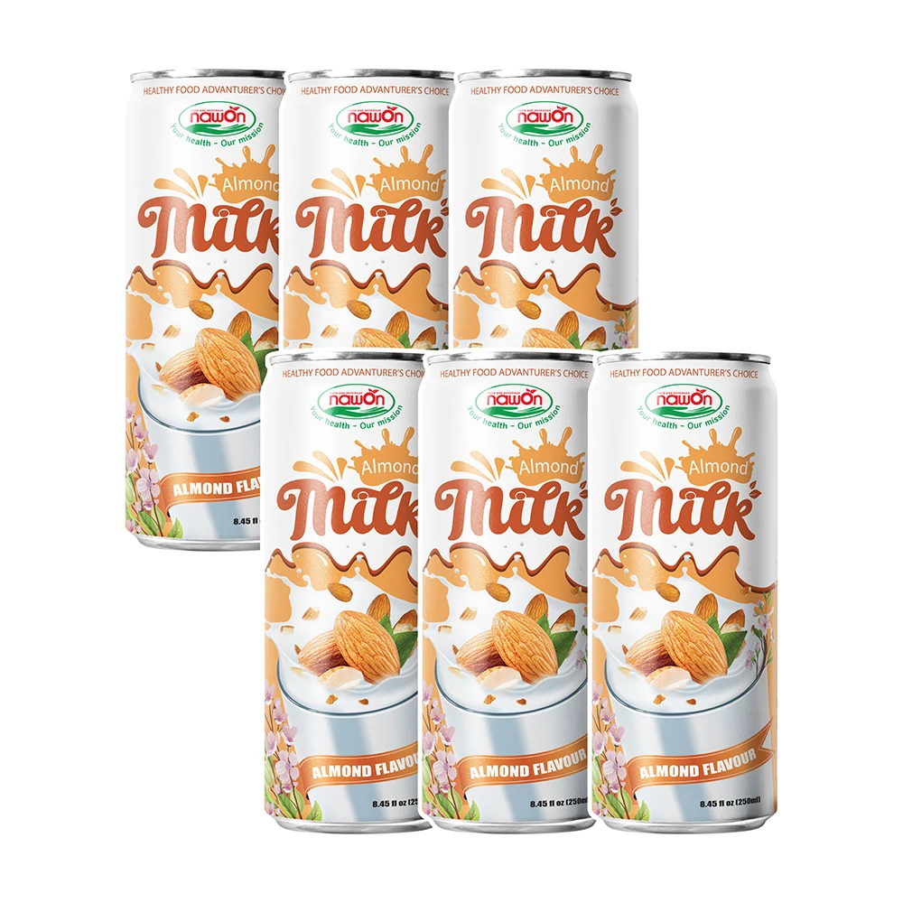 250ML Canned Almond Milk Drinks NAWON Nut Milk Beverage from Vietnam Manufacturer High Quality Soft Drinks