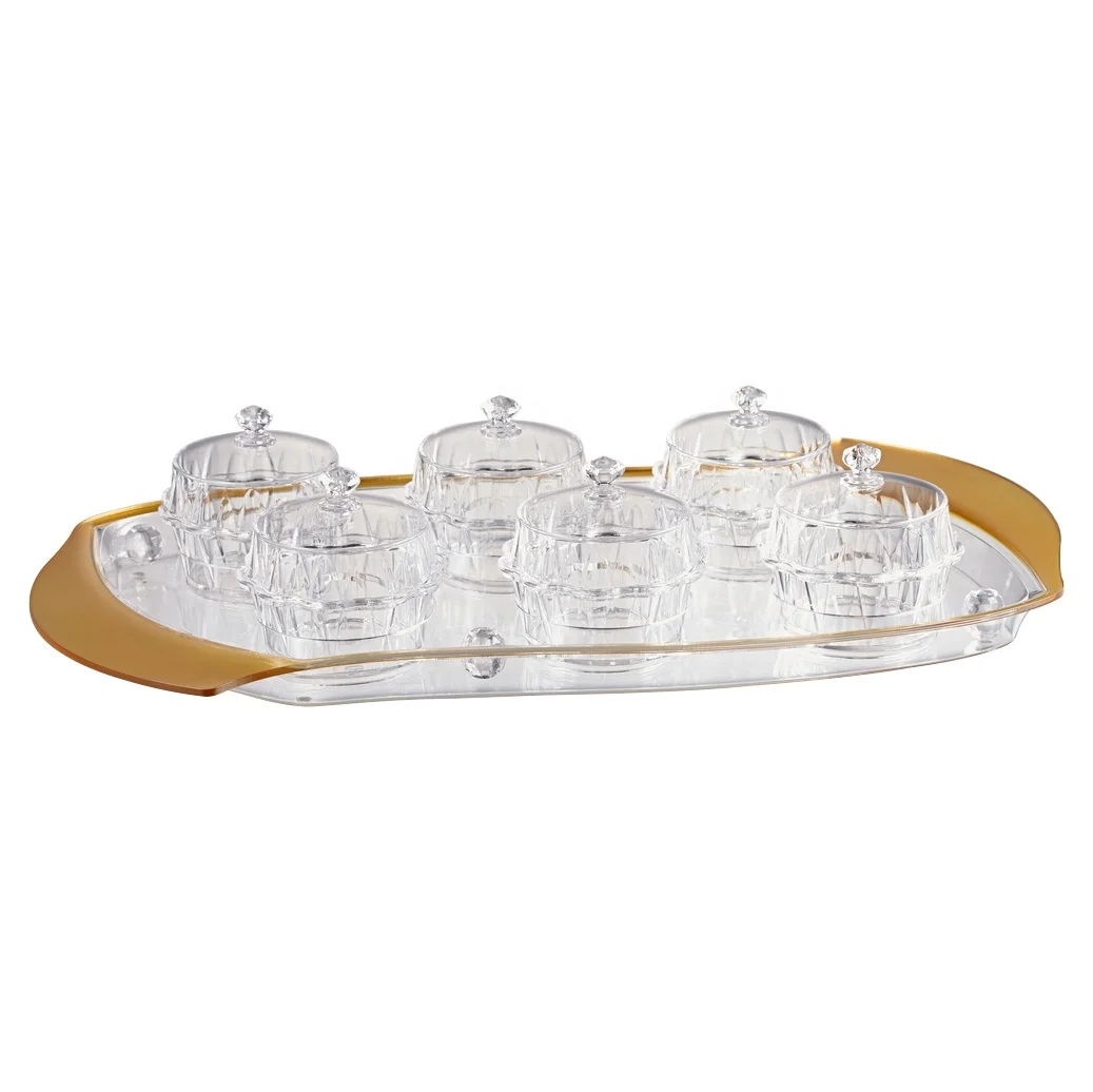 Acrylic serving tray with candy bowl set