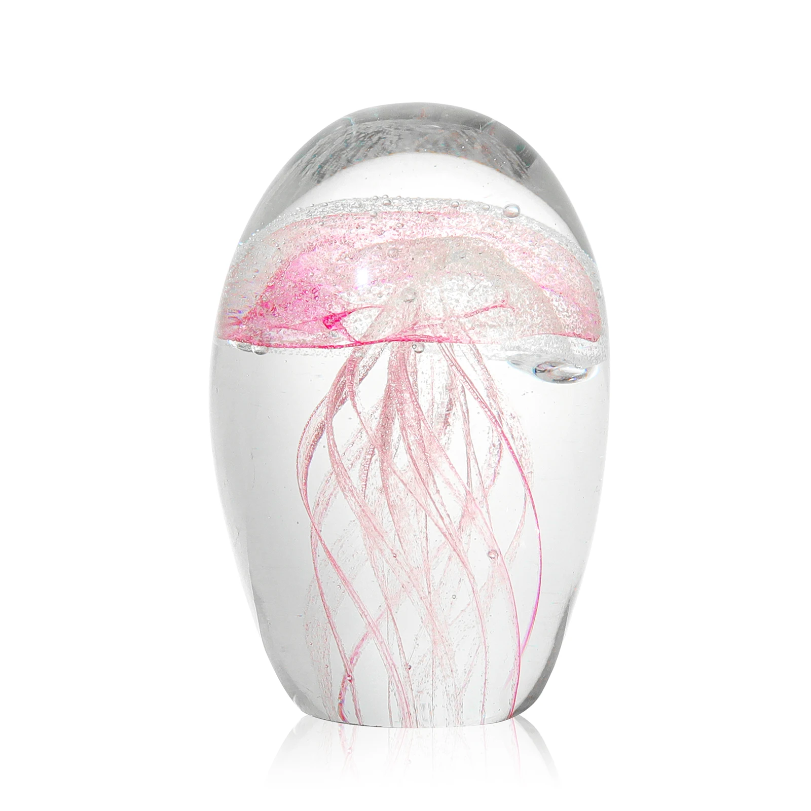 Hand Blown Glass Crystal Jellyfish Figurine Ornament Sea Animal Ornament for Fish Tank Aquarium