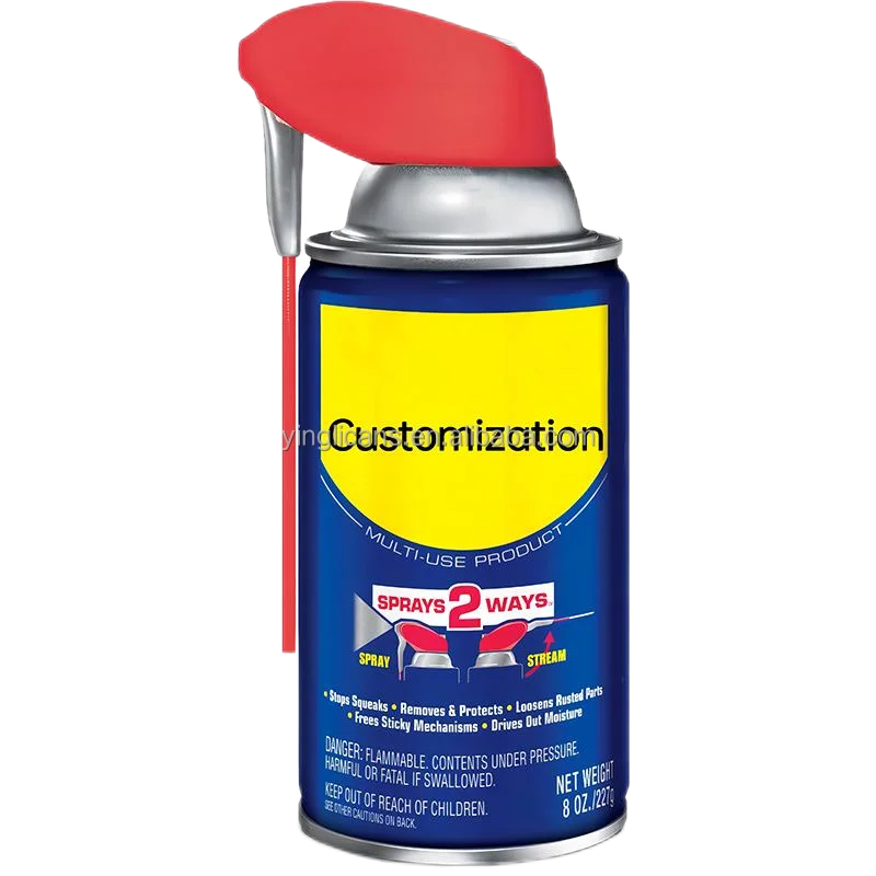 OEM/ODM customize aerosol spray can diameter 65mm height 158mm empty aerosol tin can lubricant spray with smart straw