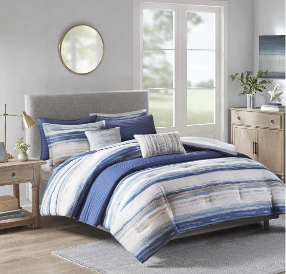 MnTYaE Comforter Quilt Combo Set Modern Luxury Design All Season Down Alternative Bedding 8 Piece comforter sets