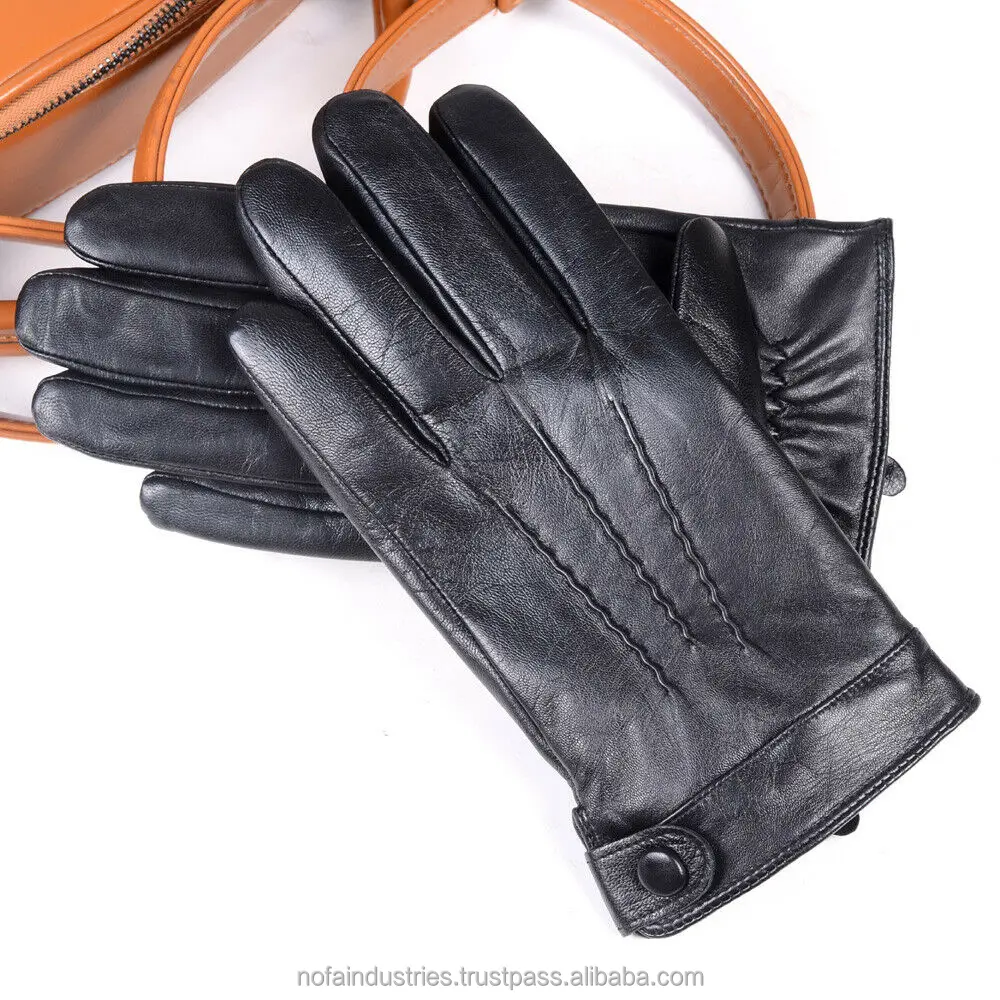 Новые Зимние перчатки для вождения, теплые высококачественные перчатки из натуральной козьей кожи для сенсорных экранов, перчатки для вождения с кнопками на запястье