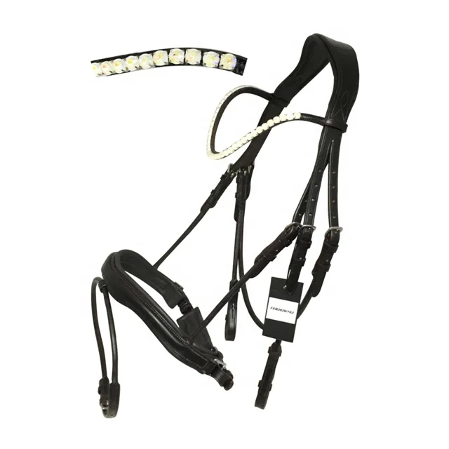 Horse Mexican Brown Leather Bridle crystal decorative.