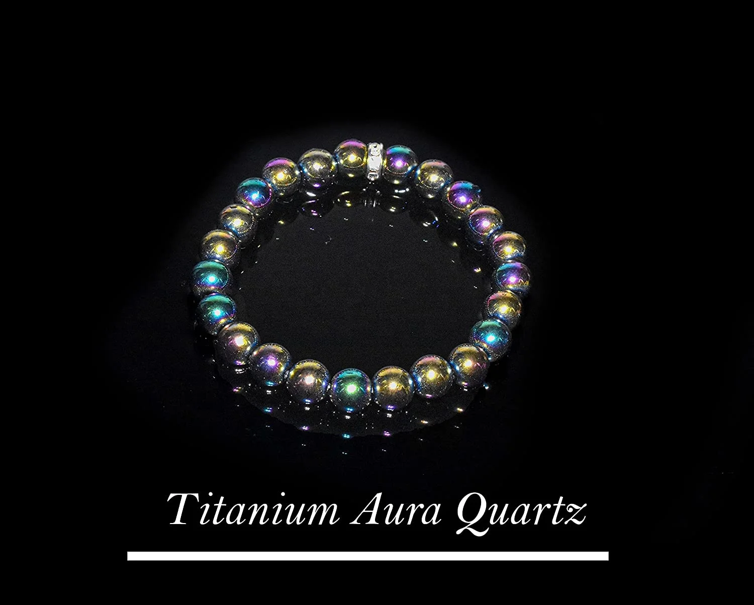 Titanium Aura Quartz Round Beads Bracelet Metaphysical Vaastu Reiki Crystal Healing Natural Stone
