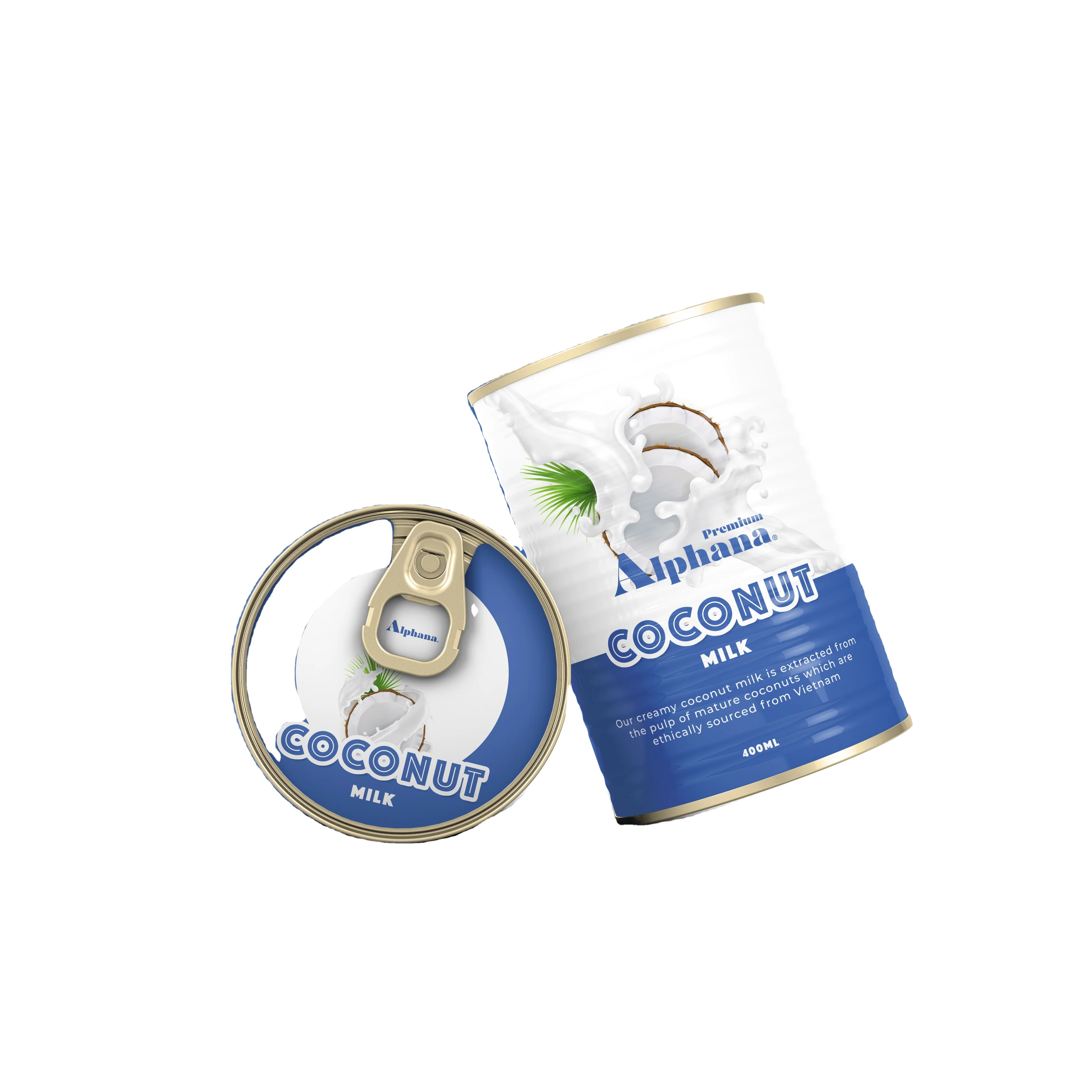 Alphana Coconut Milk For Cooking And Drinking, Extracted From Pulp Of Mature Coconuts, Sourced From Vietnam, Canned Coconut Milk
