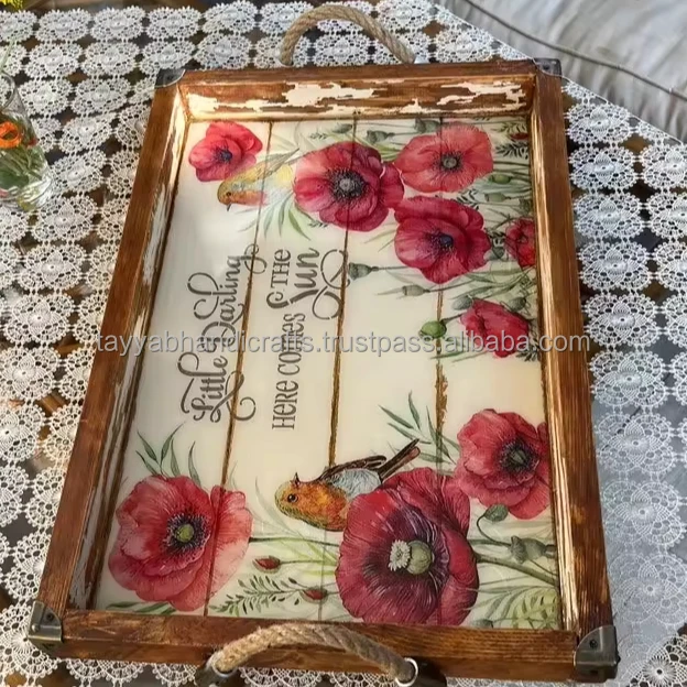 Unique wooden Serving Tray with Timer for Efficient Meal Preparation and Serving very reasonable price from India