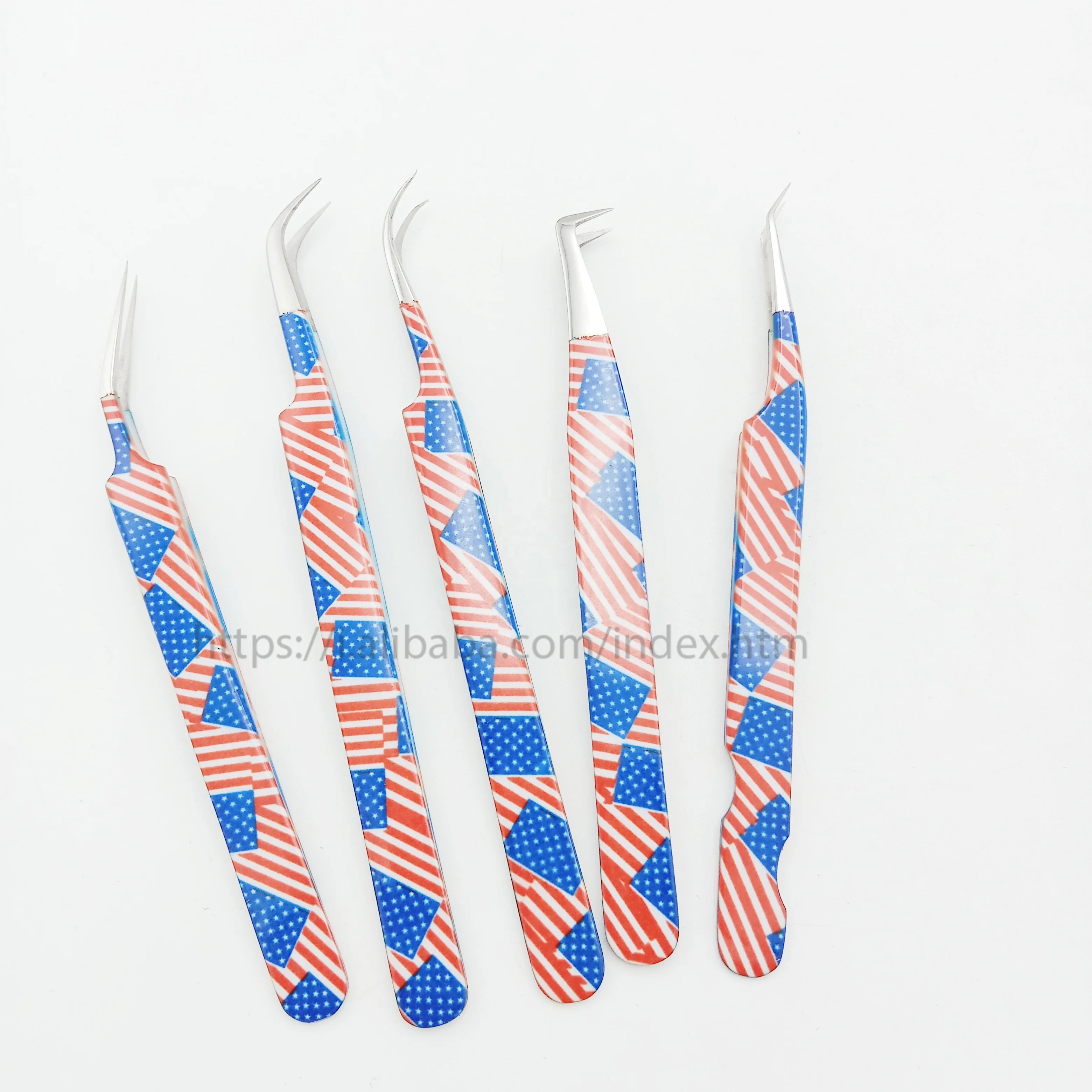 Wholesale Eyelash extension tweezer color paper coadding silver  tip with high quality eyelash tools kits lash tweezers