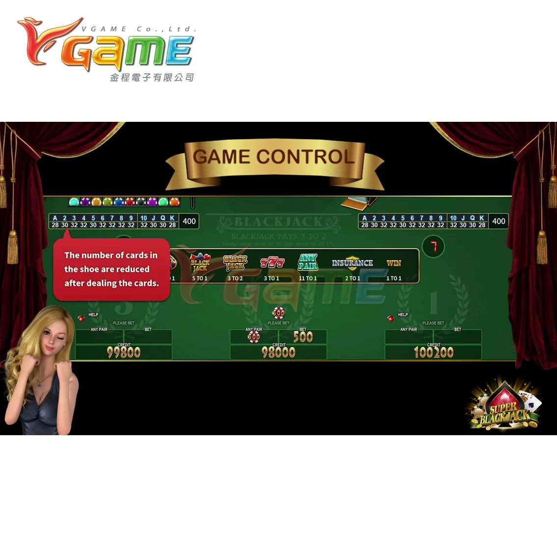 VGAME Poker Game Software Board Super Blackjack