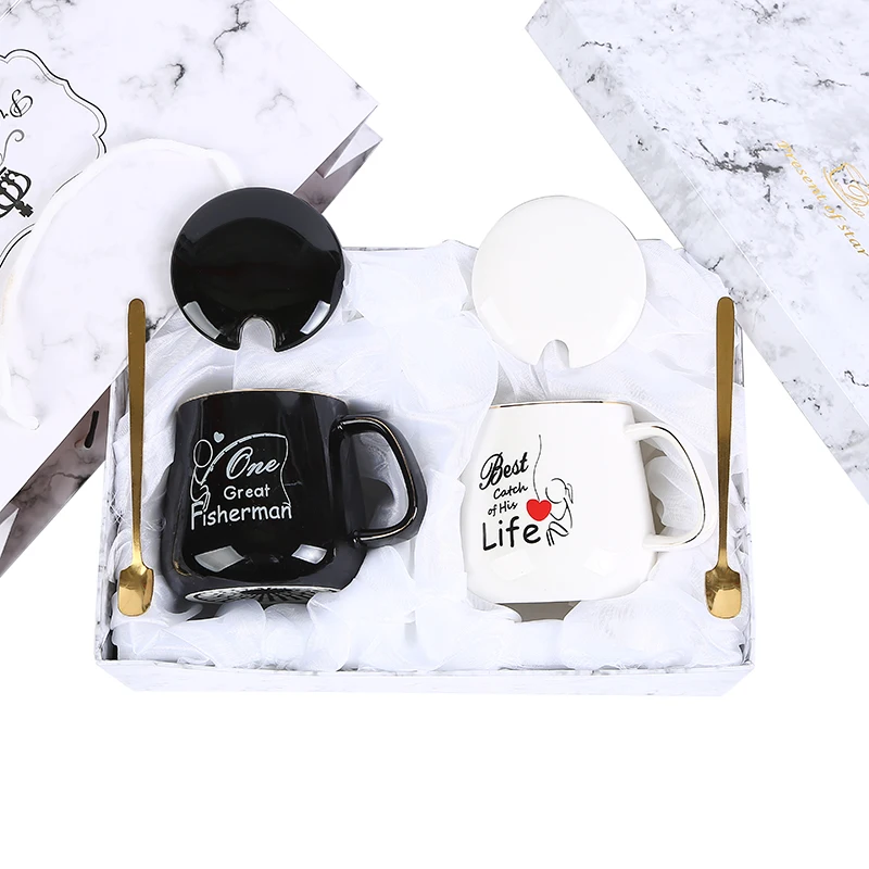 15 OZ Valentine Coffee Couple Mugs Gift Set Unique Engagement Wedding Gifts for Couples