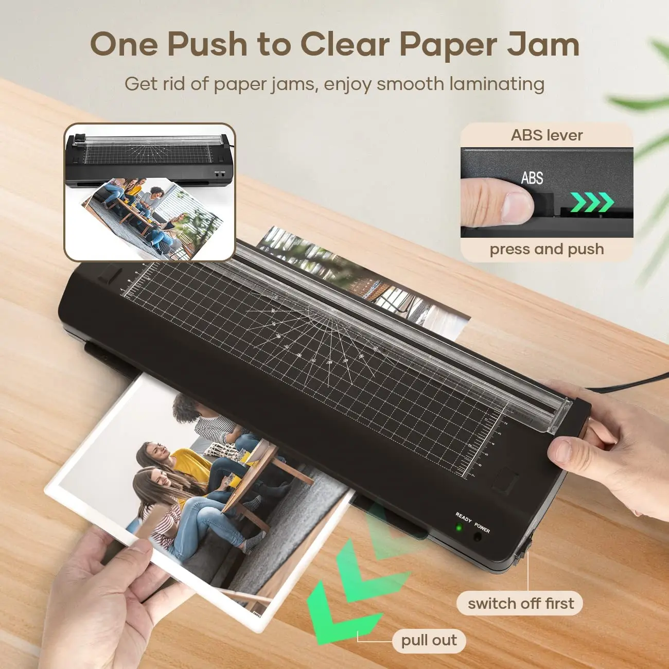 Automatic Thermal Film Laminating A3 A4 Size Double Roller Laminating Machine with Manual Button